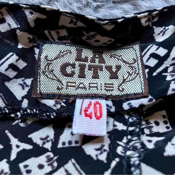 Vintage romper by LA City Paris size 40 black and white eiffle tower print - Picture 3 of 6